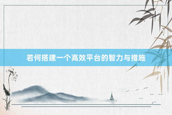 若何搭建一个高效平台的智力与措施